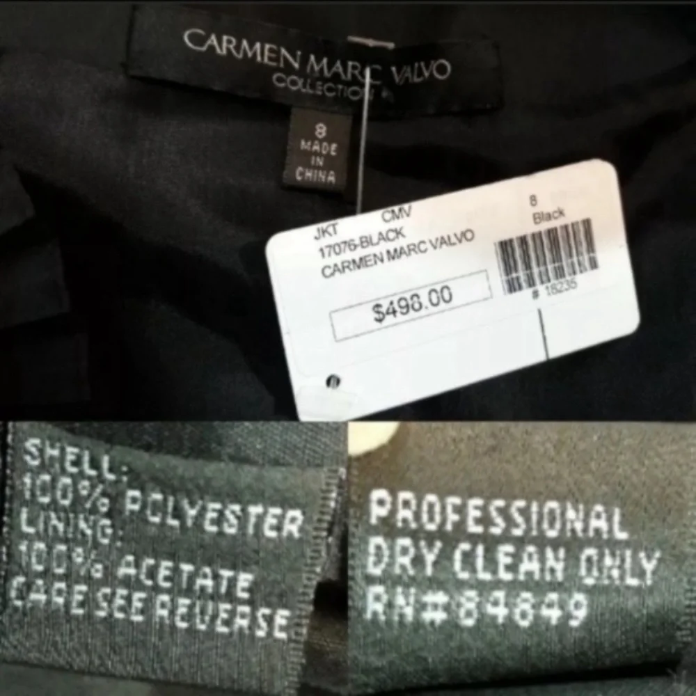 NEW Carmen Marc Valvo Women's Black Jacket Size 8 - Picture 12 of 13